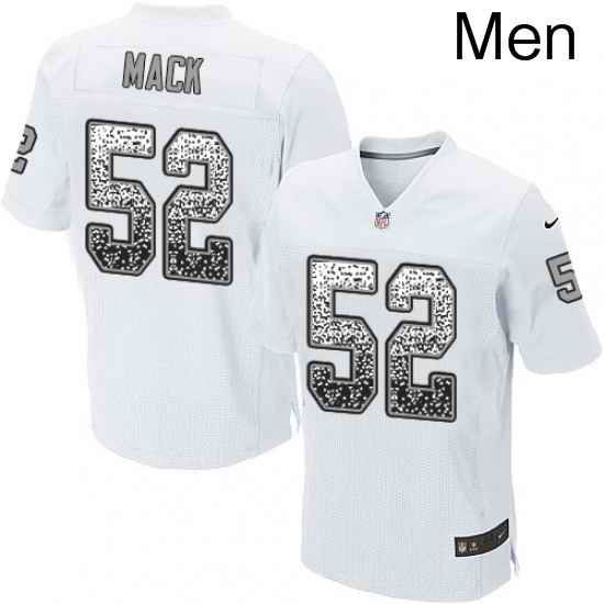 Mens Nike Oakland Raiders 52 Khalil Mack Elite White Road Drift Fashion NFL Jersey